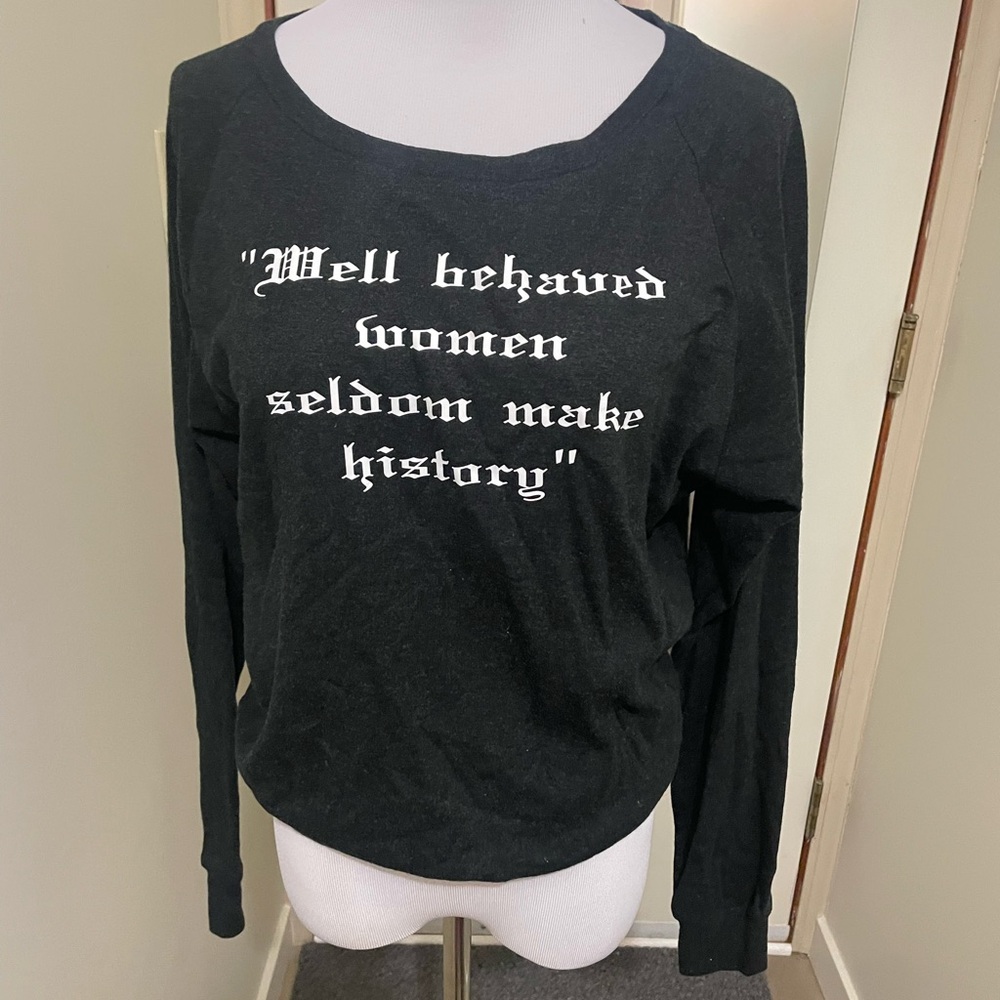 TNA Black Long-Sleeve Graphic Sweatshirt with White Slogan